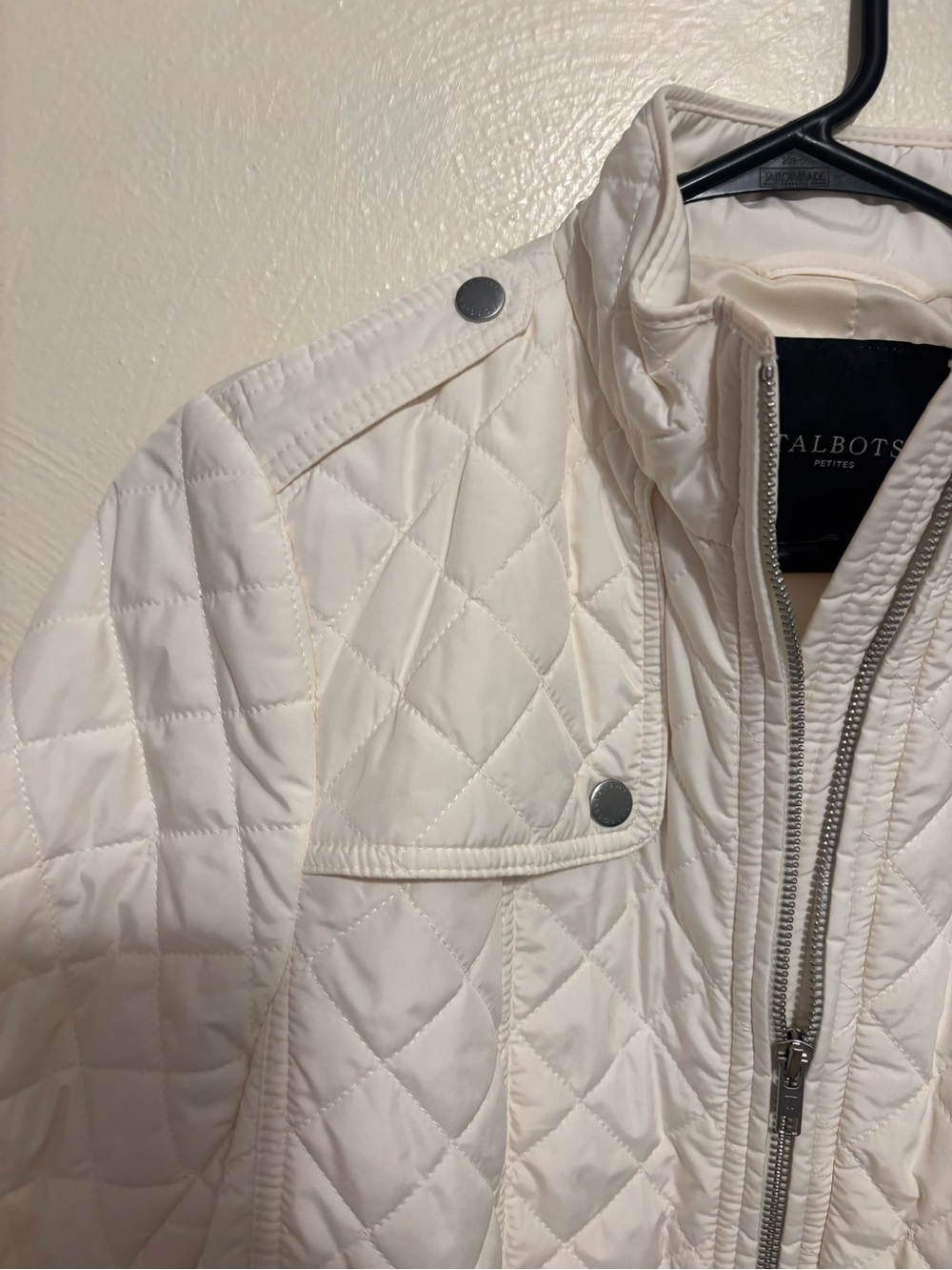 Talbots White Quilted Moto Jacket Lightweight Zip Front Women’s - Picture 7 of 9